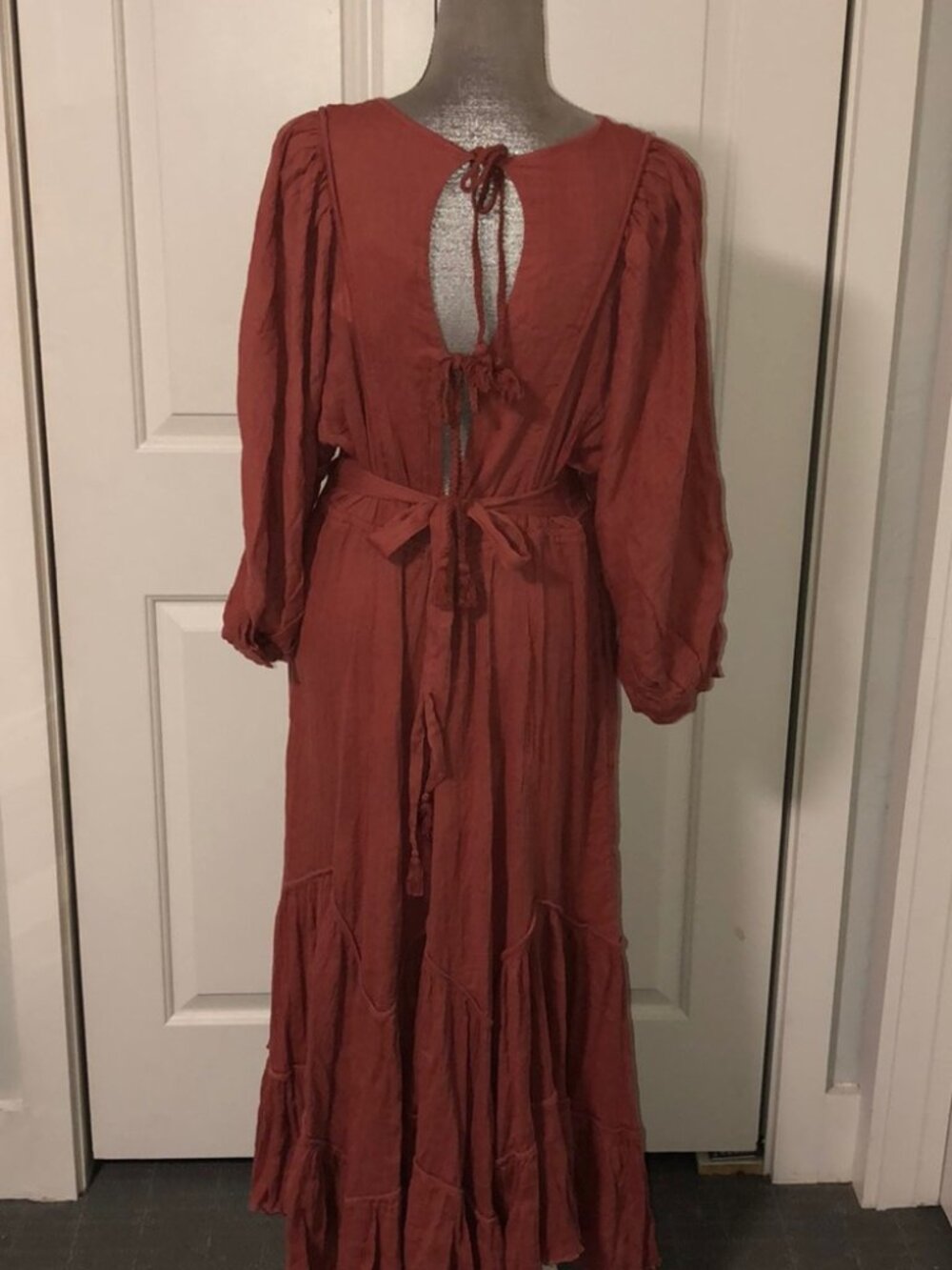 NWT Free People Sahara Pink Rust Flowing Festival Cotton Maxi Dress, Size Med